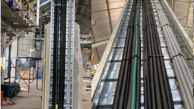 Cable trays with power and control cables installed by JPK